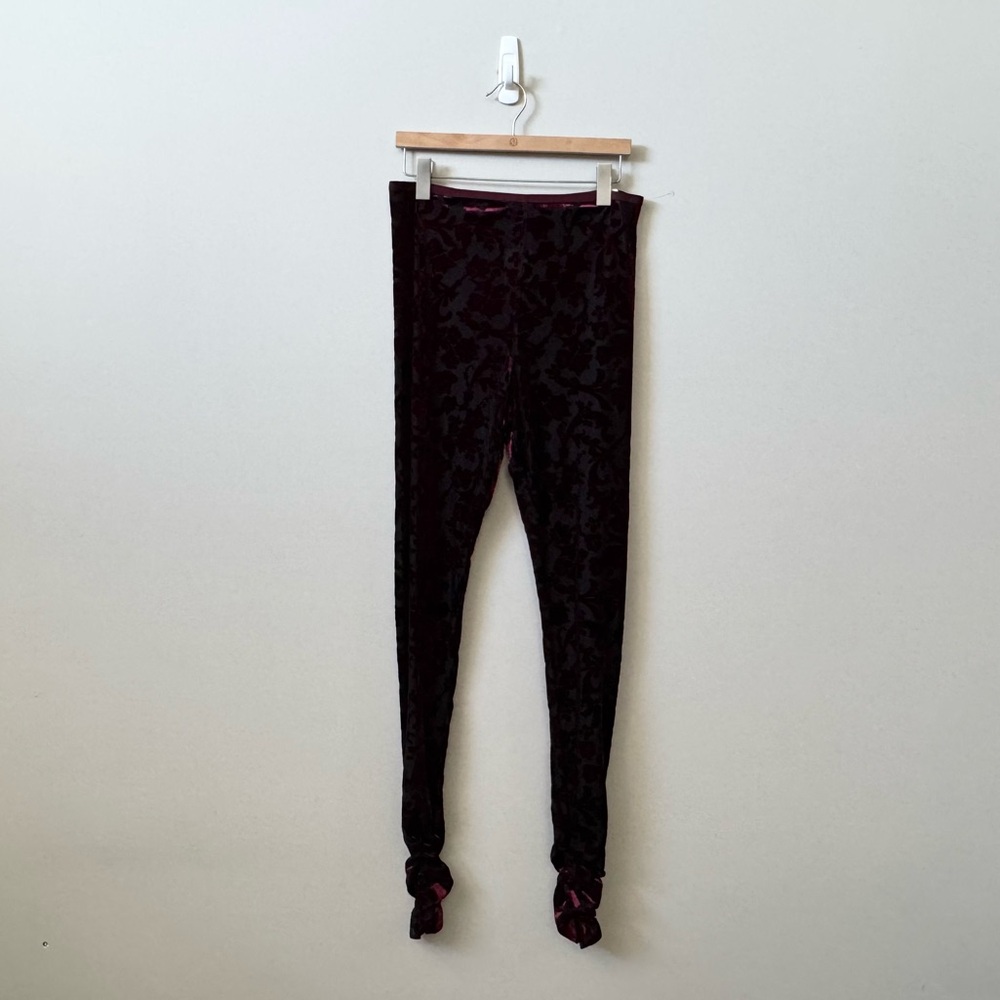 Intimately Free People (NWT) Magic hour burnout velvet red black mesh leggings 💜 - Picture 2 of 8